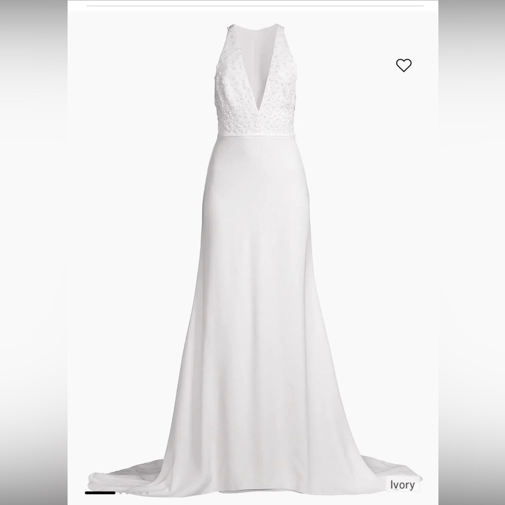 Sachin + Babi Ivory Plunge Neck Wedding Gown size 2 NWT